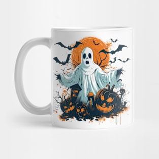 Vintage Halloween Pumpkin Ghost Bats Cute Retro Super Cool Best Gift Mug